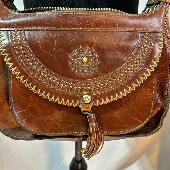 Vintage Patricia Nash Camila Distressed Leather Hobo Bag Vintage - Picture 3 of 15